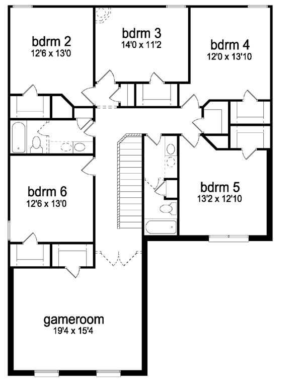Second Floor Plan of European   House Plan 87914