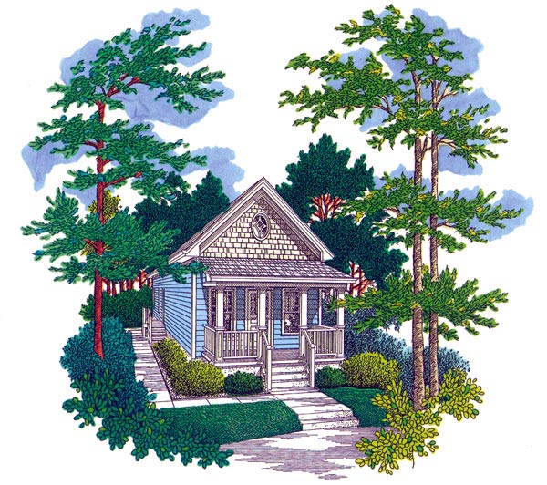 Elevation of Craftsman   Narrow Lot   House Plan 89763