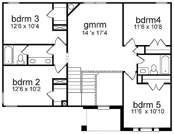 Second Floor Plan of European   House Plan 89830