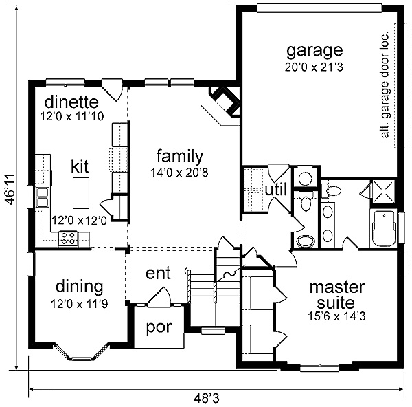 First Floor Plan of European   House Plan 89832