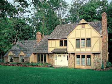 Elevation of European   Tudor   House Plan 90295