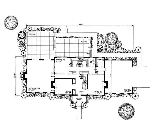 First Floor Plan of Colonial   House Plan 90297