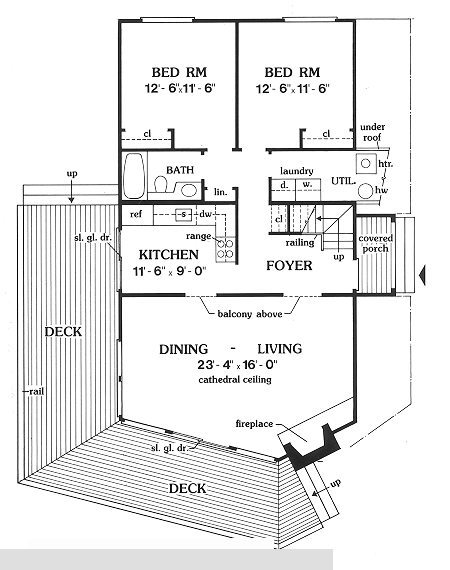First Floor Plan of A-Frame   Cabin   Contemporary   Vacation   House Plan 90603