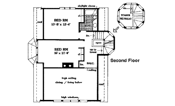 Second Floor Plan of Country   Farmhouse  House Plan 90685