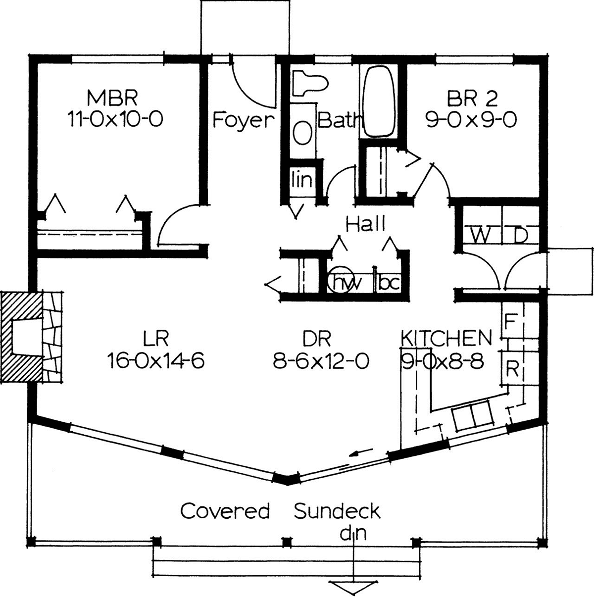 First Floor Plan of Cabin   House Plan 90934