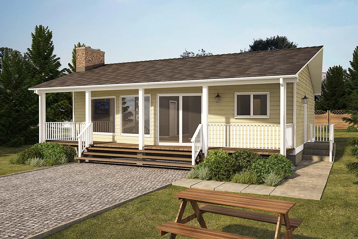 Elevation of Cabin   House Plan 90934