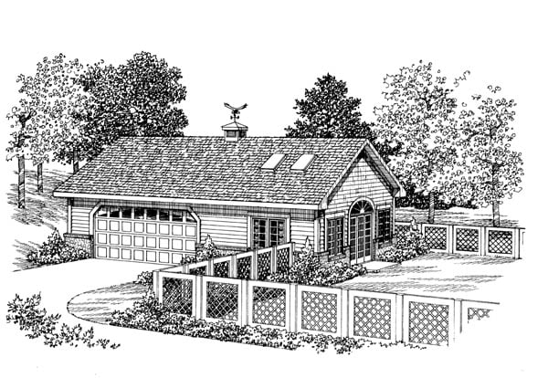 Elevation of Garage Plan 91252