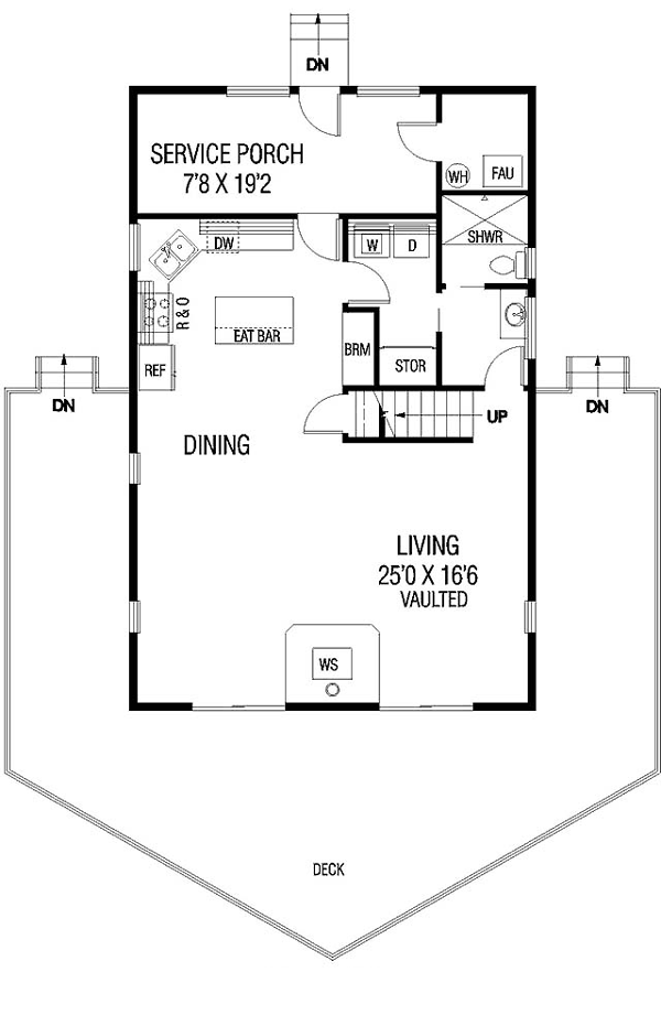 First Floor Plan of A-Frame   Cabin   House Plan 91725