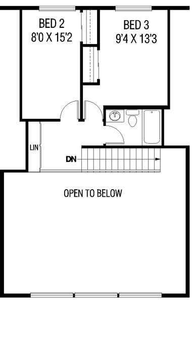Second Floor Plan of A-Frame   Cabin   House Plan 91725