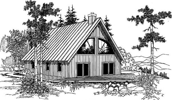 Elevation of A-Frame   Cabin   House Plan 91725