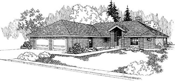 Elevation of Ranch   House Plan 91743