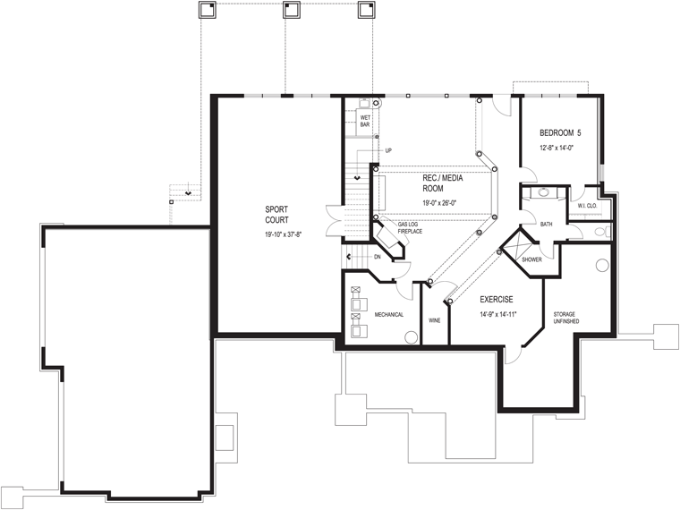 Lower Floor Plan of Craftsman   House Plan 92351