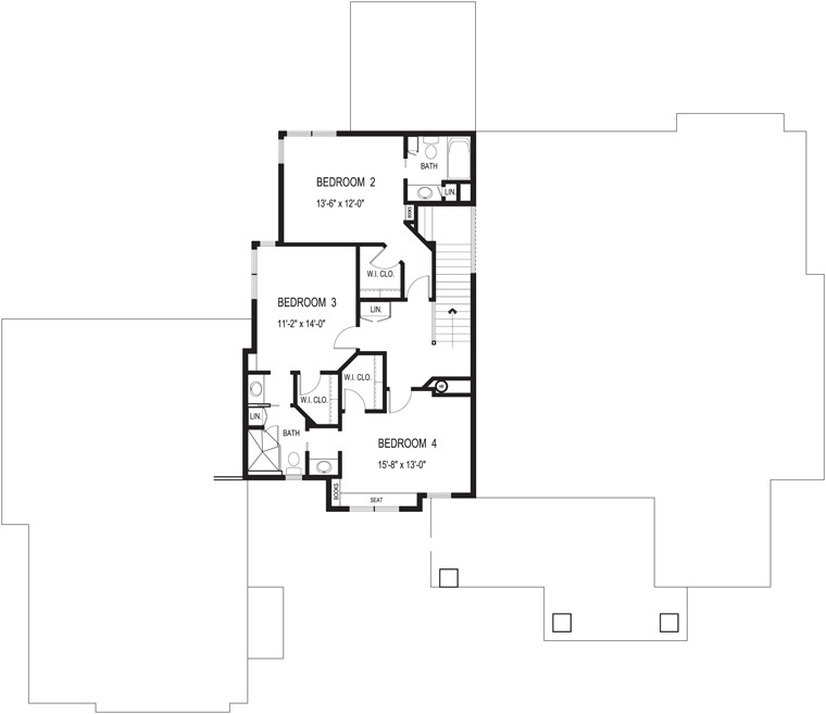 Second Floor Plan of Craftsman   House Plan 92351