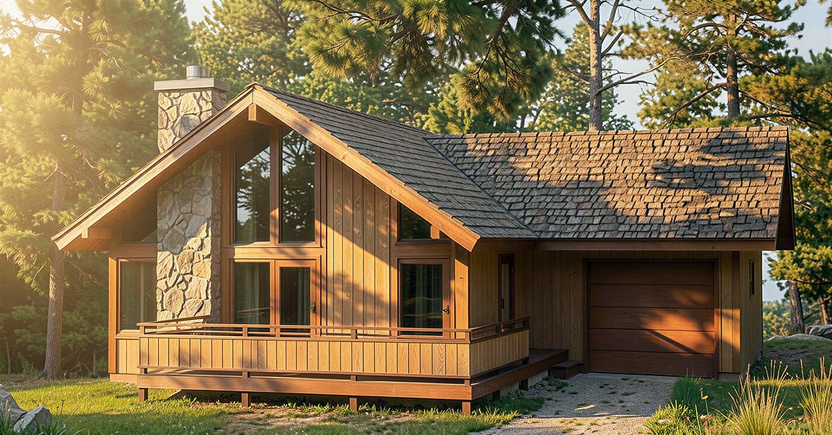 Elevation of Cabin   Contemporary   Vacation   House Plan 94320