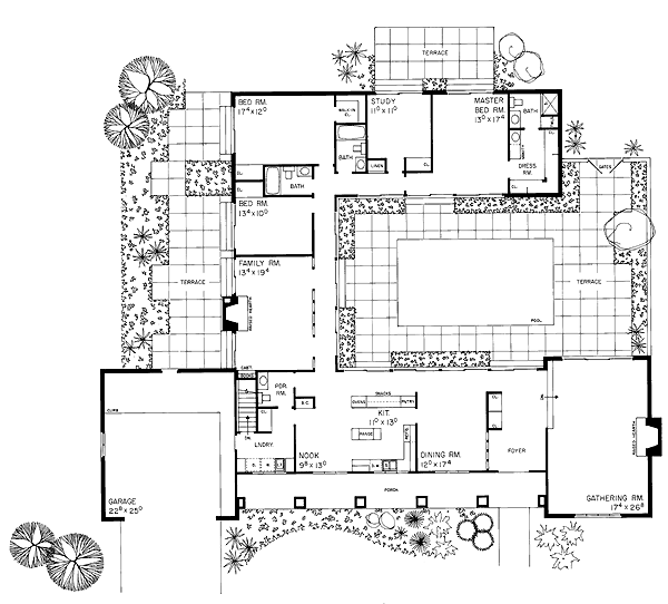 Hacienda Floor Plans with Courtyard