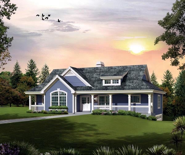 Elevation of Cabin   Cottage   Country   Traditional   House Plan 95874