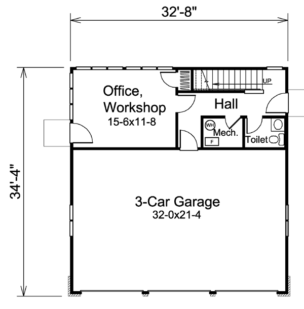 First Floor Plan of Garage Plan 95934