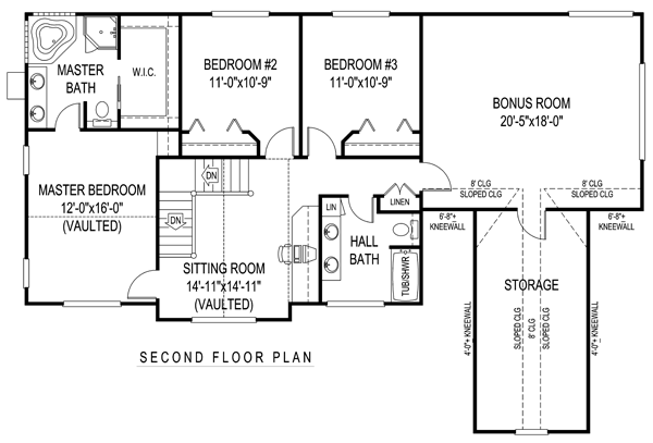 Second Floor Plan of Country   Farmhouse  House Plan 96861