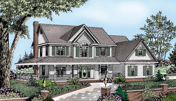 Elevation of Country   Farmhouse  House Plan 96861