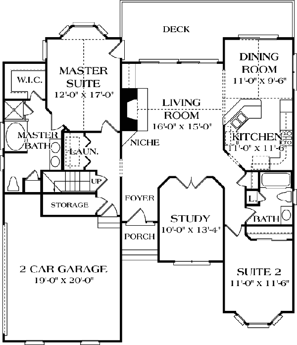 First Floor Plan of Cottage   Craftsman   House Plan 96938