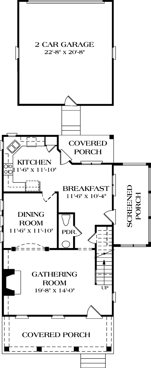 First Floor Plan of Cottage   Craftsman   House Plan 96957