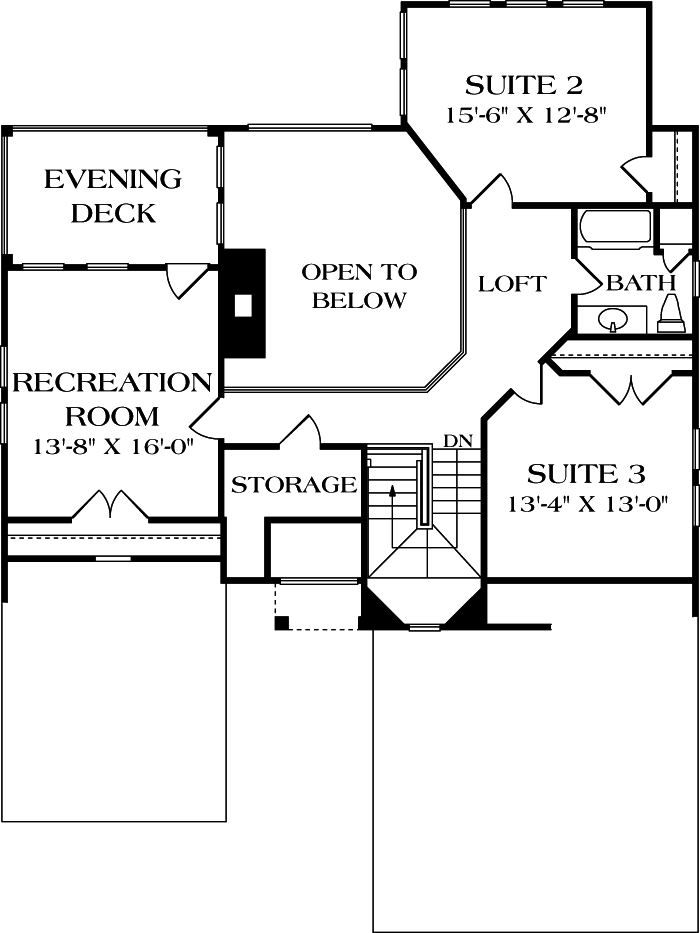 Second Floor Plan of Traditional   House Plan 96996