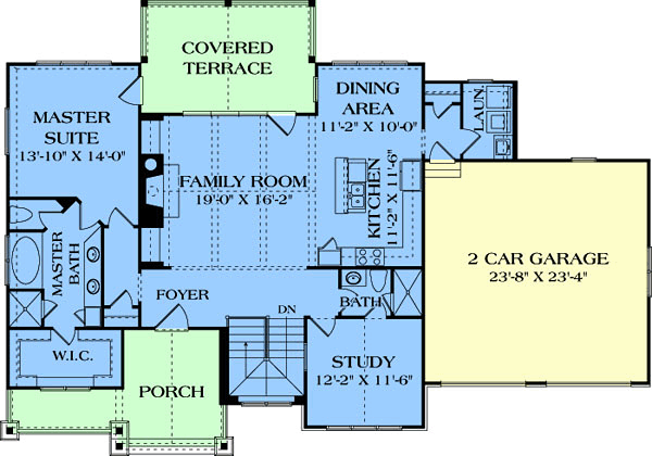 First Floor Plan of Cottage   Craftsman   Hillside   House Plan 97044