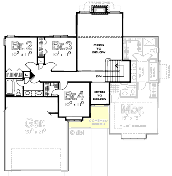 Second Floor Plan of Country   House Plan 97967
