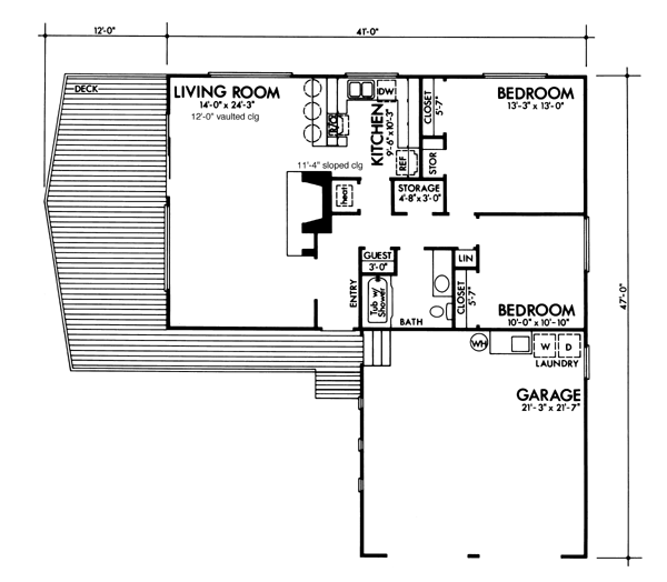First Floor Plan of Ranch   Southwest   House Plan 98379