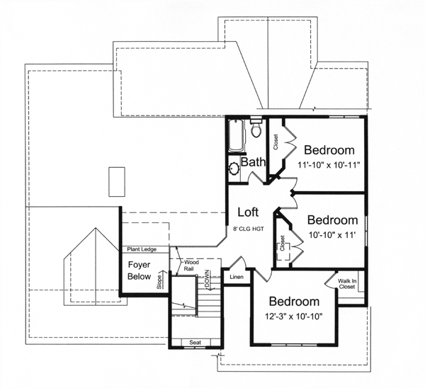 Second Floor Plan of Craftsman   House Plan 98633