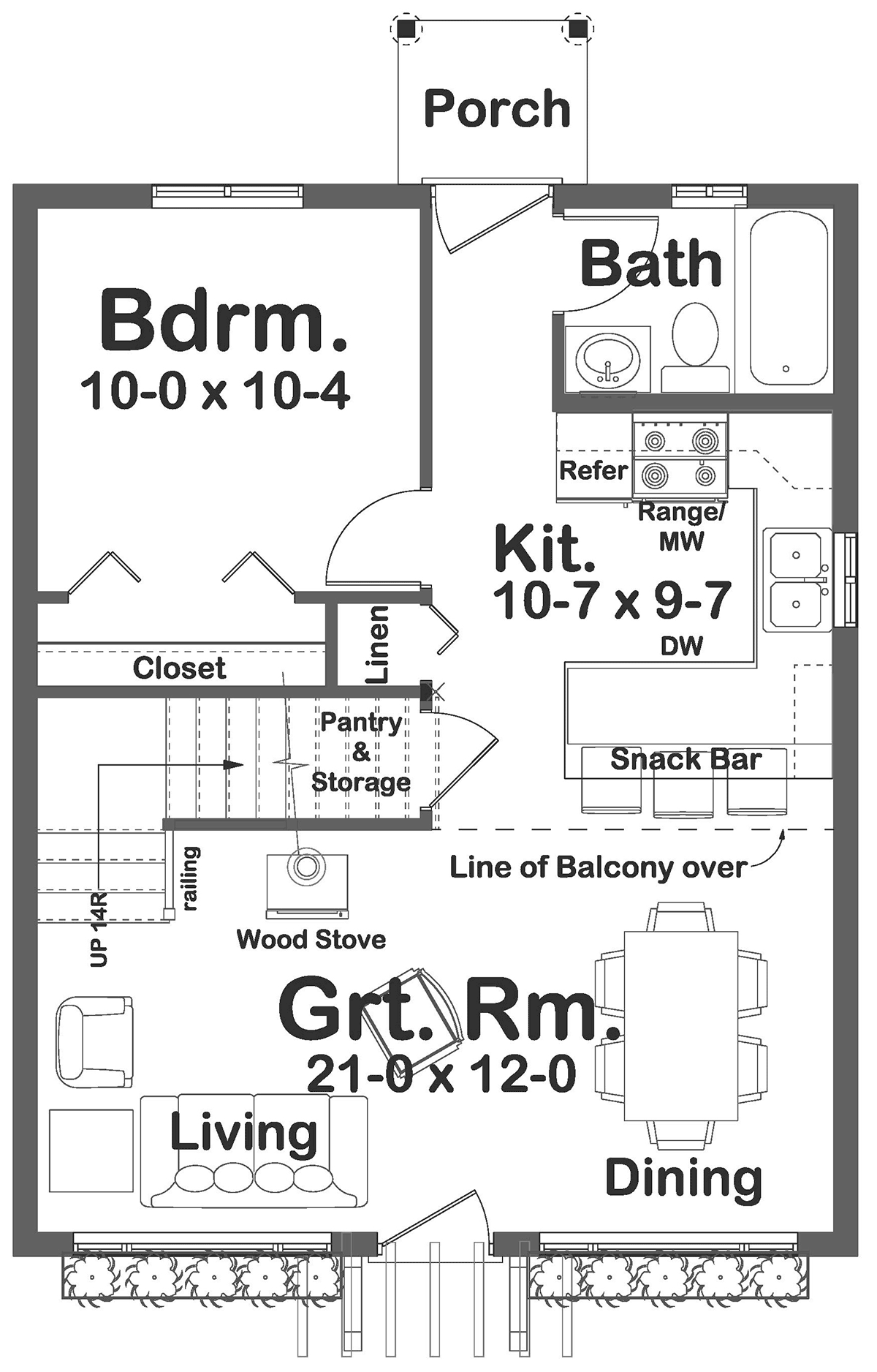First Floor Plan of Cabin   Contemporary   Narrow Lot   House Plan 99953
