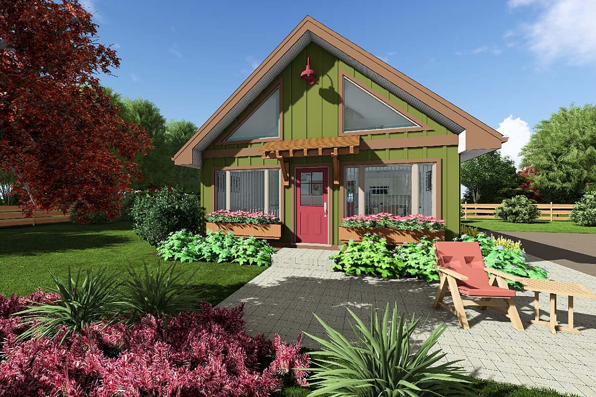 Elevation of Cabin   Contemporary   Narrow Lot   House Plan 99953