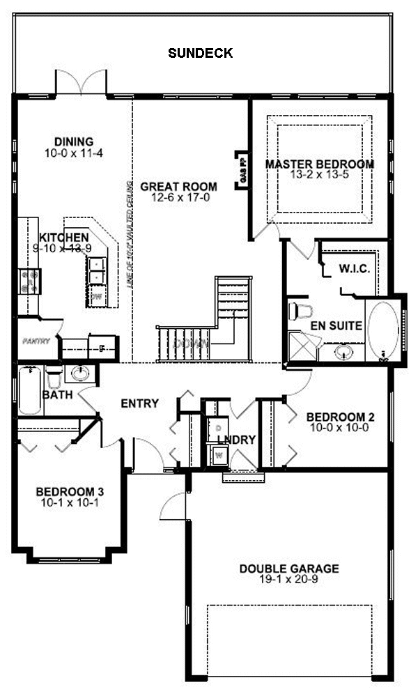 First Floor Plan of Hillside   House Plan 99970