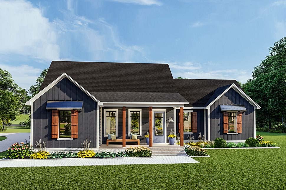 Country, Farmhouse, Ranch, Traditional Plan with 1936 Sq. Ft., 3 Bedrooms, 2 Bathrooms, 2 Car Garage Picture 4