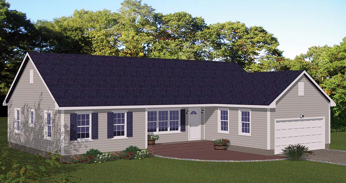 Plan 40667 | Simple Ranch Design with Garage
