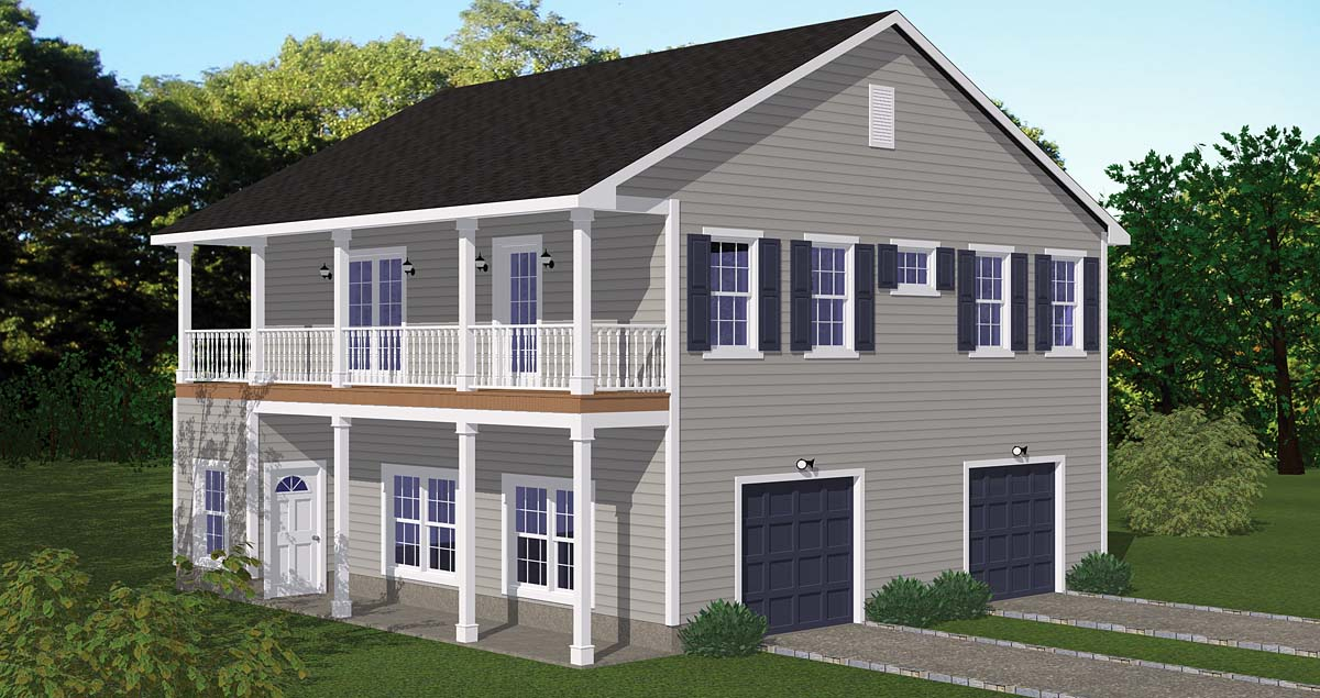 Plan 40693 | Garage Apartment Plan with Upper Deck