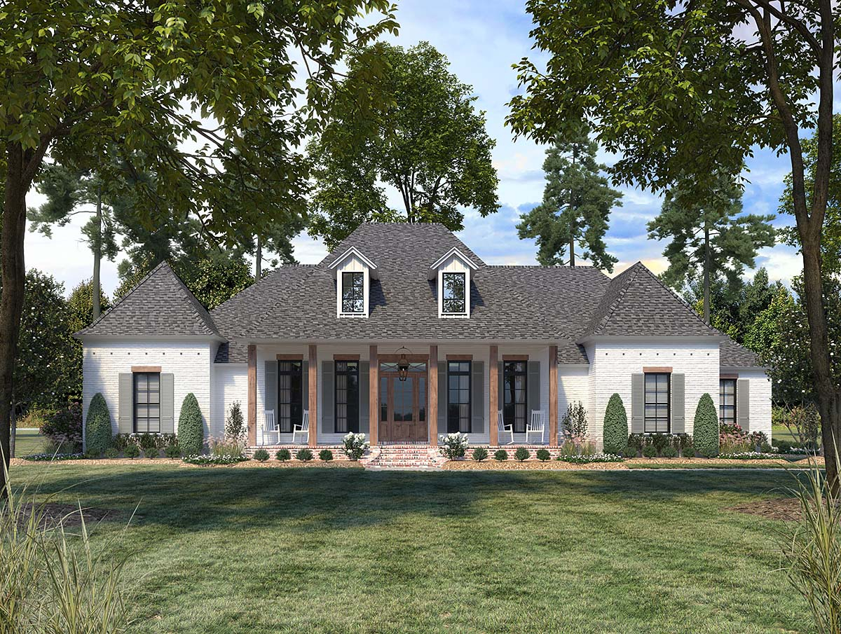 Acadian, Southern Plan with 3059 Sq. Ft., 4 Bedrooms, 5 Bathrooms, 3 Car Garage Elevation