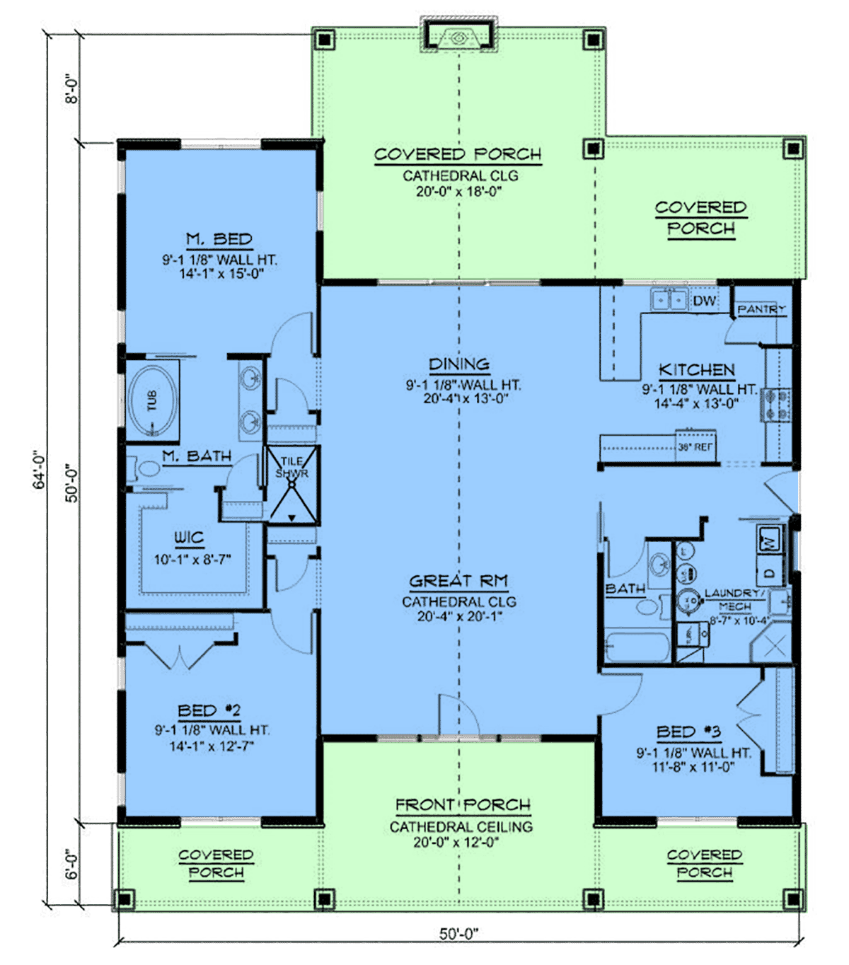 Plan 41841 Craftsman Style House Plan With Open Concept And Spl