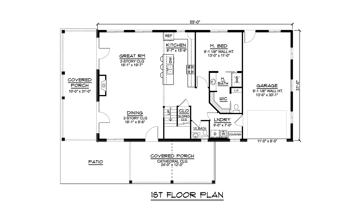 Plan 41851 | Barndominium Style Home Plan With 2350 Sq Ft, 3 Beds