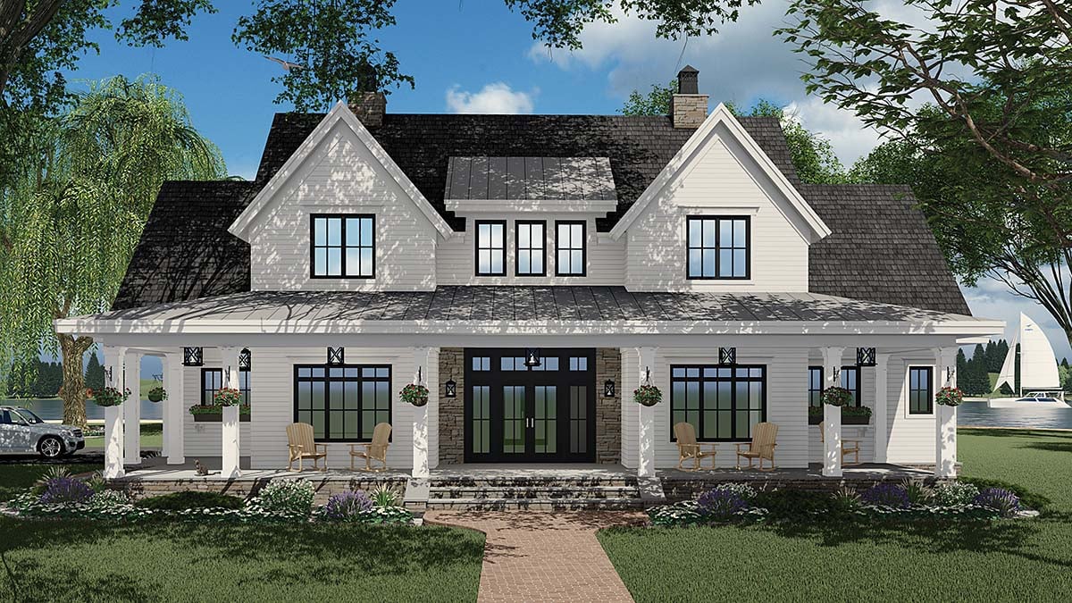 Country, Farmhouse Plan with 2570 Sq. Ft., 3 Bedrooms, 4 Bathrooms, 3 Car Garage Elevation