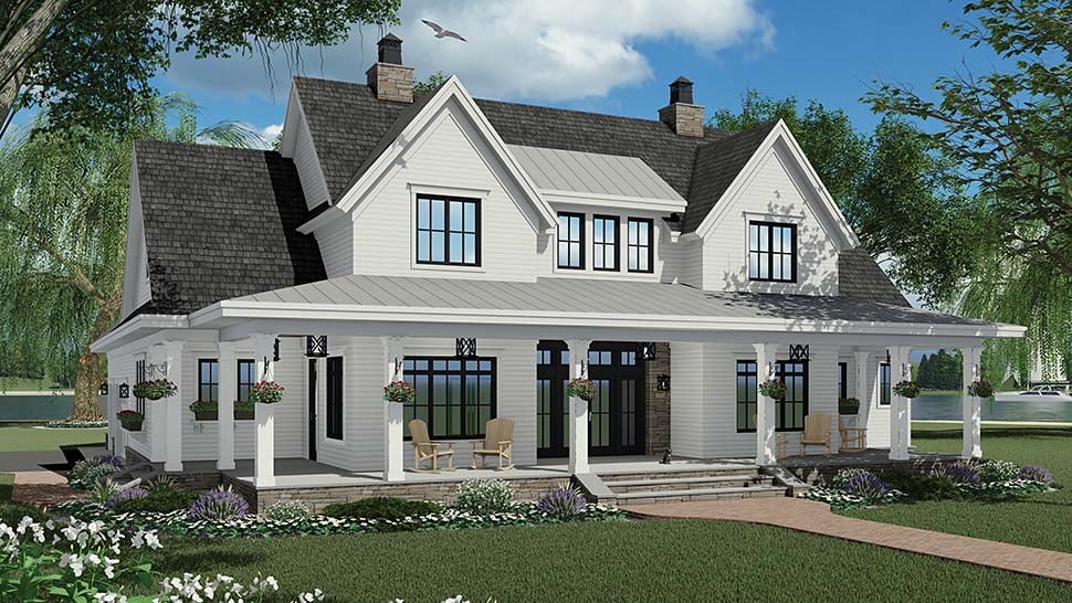 Country, Farmhouse Plan with 2570 Sq. Ft., 3 Bedrooms, 4 Bathrooms, 3 Car Garage Picture 5