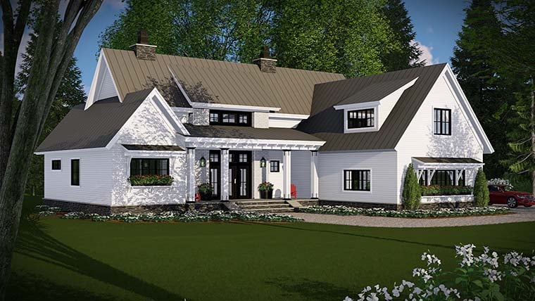 Country, Farmhouse, Traditional Plan with 2528 Sq. Ft., 4 Bedrooms, 3 Bathrooms, 3 Car Garage Picture 2