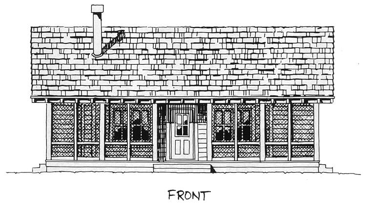 Cabin, Cottage Plan with 1031 Sq. Ft., 2 Bedrooms, 2 Bathrooms Picture 3