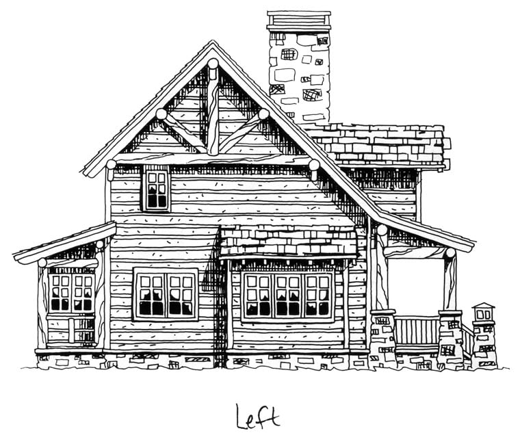 Cabin, Craftsman, Log Plan with 1362 Sq. Ft., 2 Bedrooms, 2 Bathrooms Picture 2