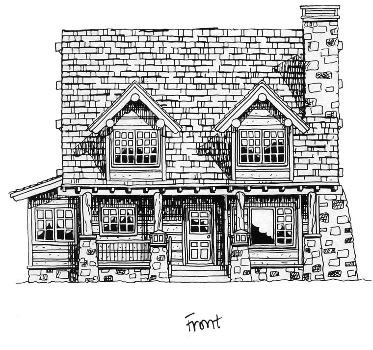 Cabin, Craftsman, Log Plan with 1362 Sq. Ft., 2 Bedrooms, 2 Bathrooms Picture 4