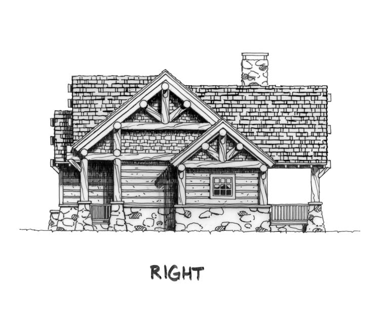 Cabin, Craftsman, Log Plan with 1416 Sq. Ft., 3 Bedrooms, 2 Bathrooms Picture 3