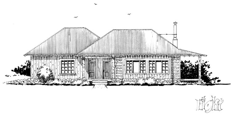 Country, Ranch Plan with 727 Sq. Ft., 1 Bedrooms, 1 Bathrooms, 2 Car Garage Picture 3