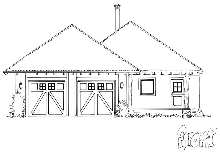 Country, Ranch Plan with 727 Sq. Ft., 1 Bedrooms, 1 Bathrooms, 2 Car Garage Picture 4