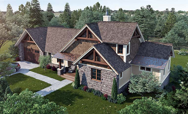 Bungalow, Cottage, Country, Craftsman Plan with 1689 Sq. Ft., 3 Bedrooms, 3 Bathrooms Elevation