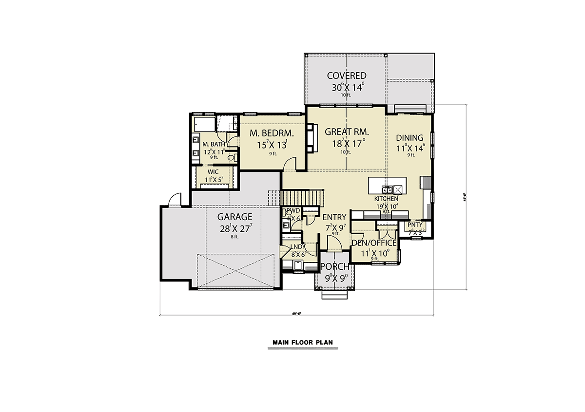 Plan 43621 | Farmhouse Style with 4 Bed, 3 Bath, 2 Car Garage